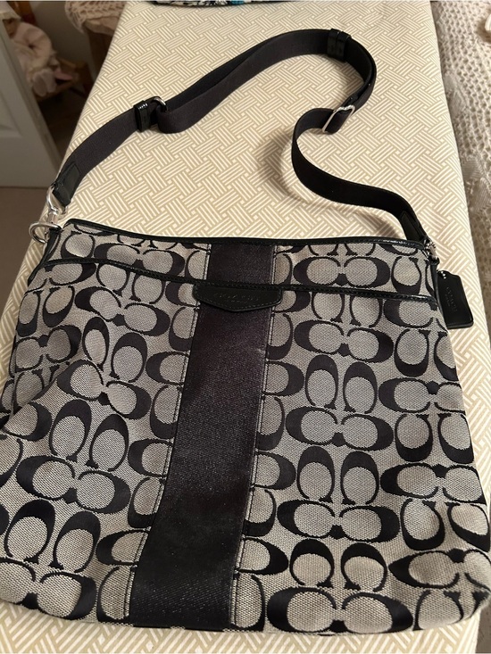 Coach Handbags - Coach Black and Gray Signature Jacquard Crossbody Bag